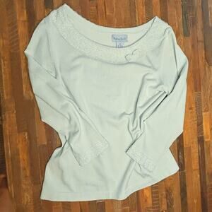 Madison Studio Bead Embellished Pastel Knit Top, Size Medium